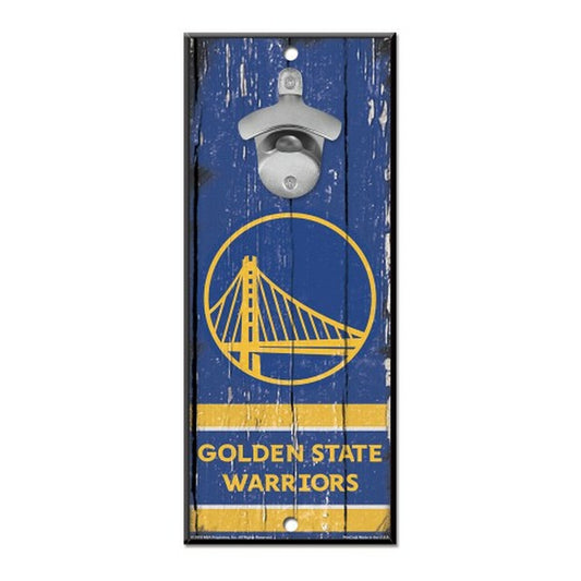 Golden State Warriors 5" x 11" Bottle Opener Wood Sign by Wincraft