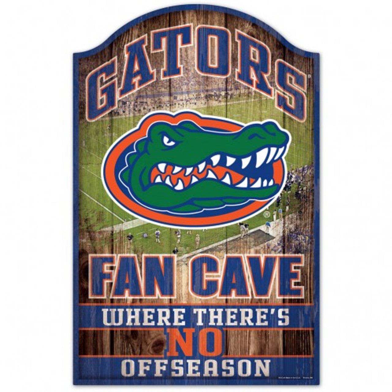 Florida Gators Fan Cave Wood Sign: 11"x17", hardboard wood, indoor use, team graphics, officially licensed, by Wincraft.