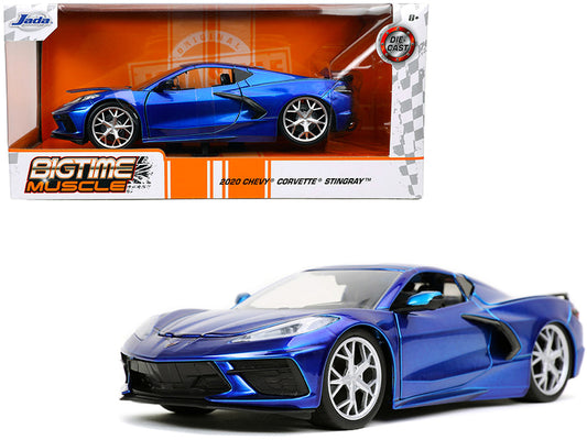 2020 Chevrolet Corvette Stingray C8 Candy Blue "Bigtime Muscle" 1/24 Diecast Model Car by Jada