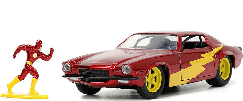 1973 Chevrolet Camaro Red Metallic with The Flash Diecast Figurine "DC Comics" Series "Hollywood Rides" 1/32 Diecast Model Car by Jada