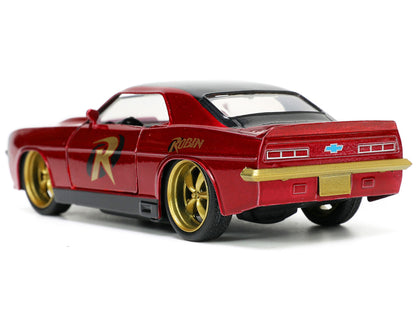 1969 Chevrolet Camaro Dark Red Metallic with Black Top and Robin Diecast Figure "Batman" "Hollywood Rides" Series 1/32 Diecast Model Car by Jada