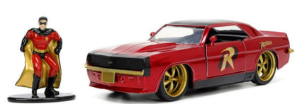 1969 Chevrolet Camaro Dark Red Metallic with Black Top and Robin Diecast Figure "Batman" "Hollywood Rides" Series 1/32 Diecast Model Car by Jada