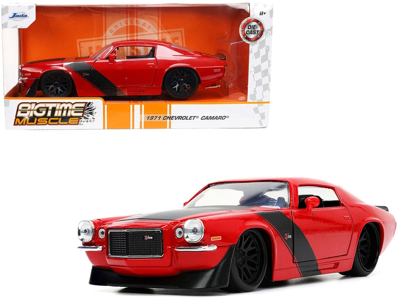 1971 Chevrolet Camaro Z/28 Red with Matt Black Stripes "Bigtime Muscle" Series 1/24 Diecast Model Car by Jada