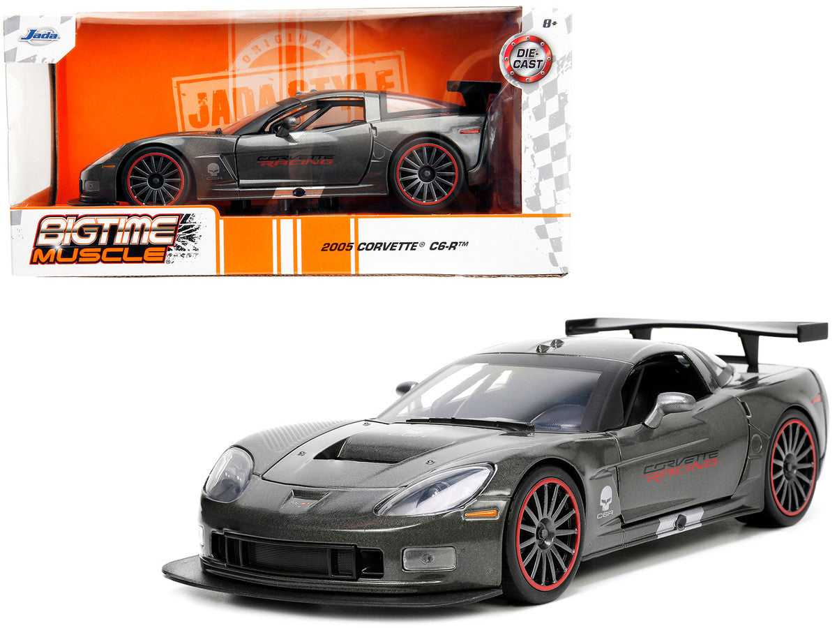 2005 Chevrolet Corvette C6-R Dark Gray Metallic "Corvette Racing" "Bigtime Muscle" Series 1/24 Diecast Model Car by Jada