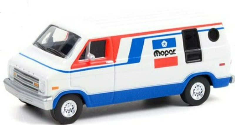 1976 Dodge B100 Van "Mopar" White with Red and Blue Stripes "Blue Collar Collection" Series 9 1/64 Diecast Model Car by Greenlight