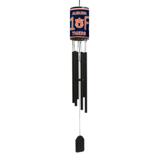 Auburn Tigers  wind chime measures 33" long with team colors and graphics and 6 black aluminum flutes for sound 