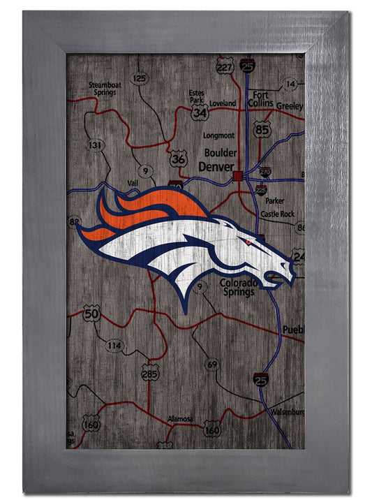 Denver Broncos  Framed City Map Sign by Fan Creations