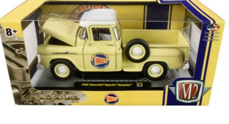 1958 Chevrolet Apache Stepside Pickup Truck Rich Cream w/ White Top "Holley" Limited Edition to 5880 pieces Worldwide 1/24 Diecast Car by M2 Machines