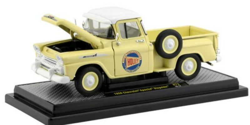 1958 Chevrolet Apache Stepside Pickup Truck Rich Cream w/ White Top "Holley" Limited Edition to 5880 pieces Worldwide 1/24 Diecast Car by M2 Machines