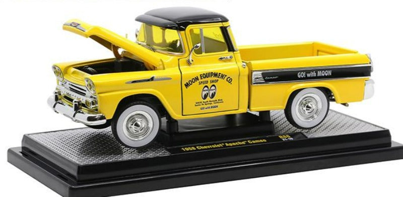 1958 Chevrolet Apache Cameo Pickup Truck "Mooneyes" Yellow and Black Limited Edition to 7000 pieces Worldwide 1/24 Diecast Model Car by M2 Machines