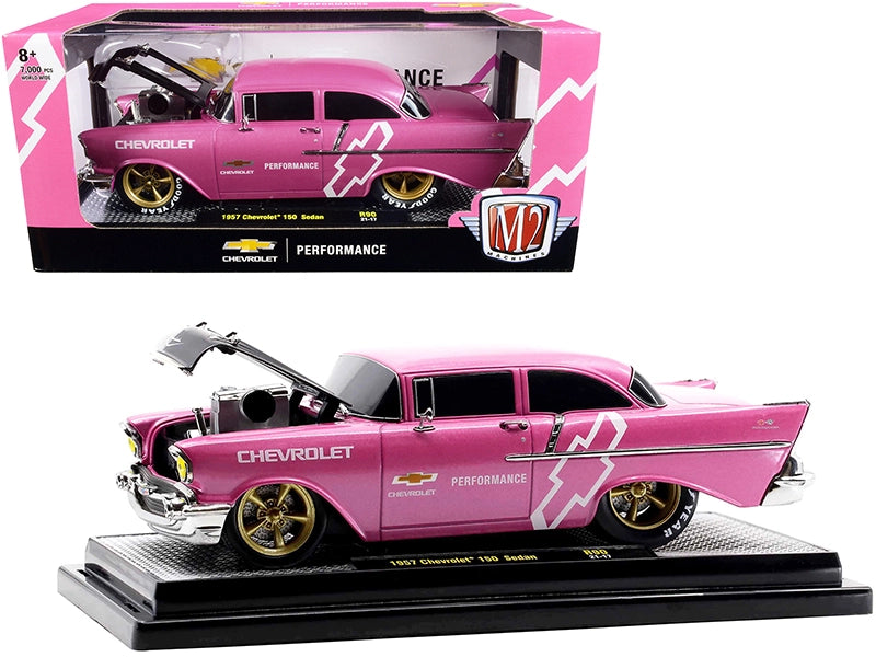 M2 Machines 1957 Chevrolet 150 Sedan 1/24 Diecast - Limited Edition 7000 Worldwide, Real Rubber Tires, Opening Hood, Steerable Wheels