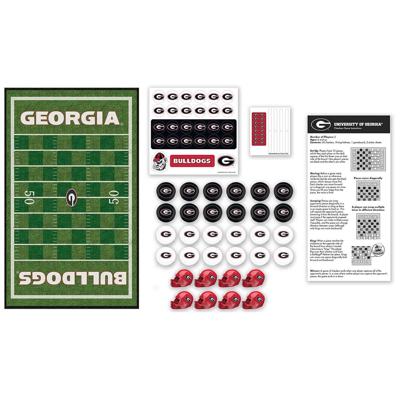 Georgia Bulldogs Checkers Board Game by Masterpieces