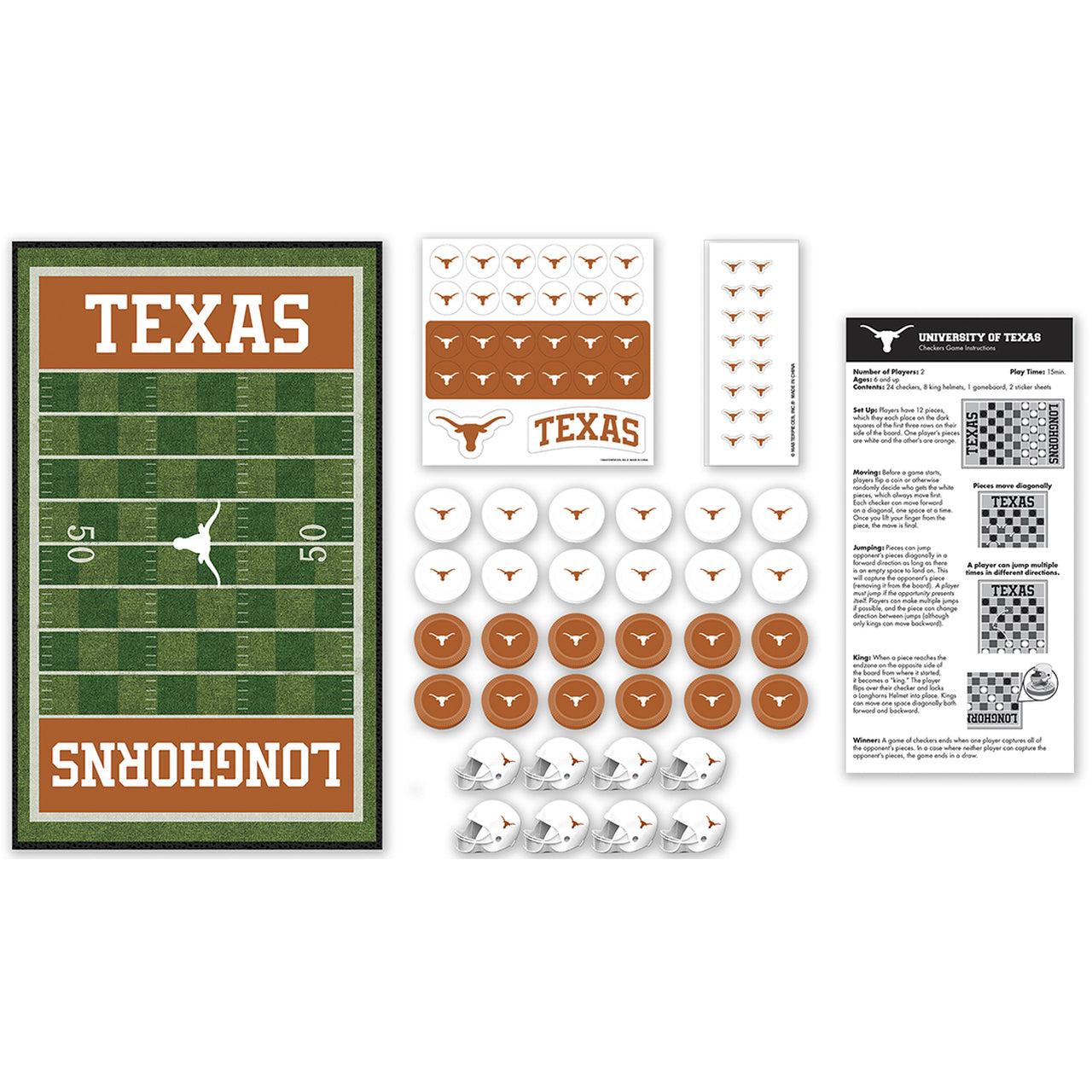 Texas Longhorns Checkers Board Game by Masterrpieces