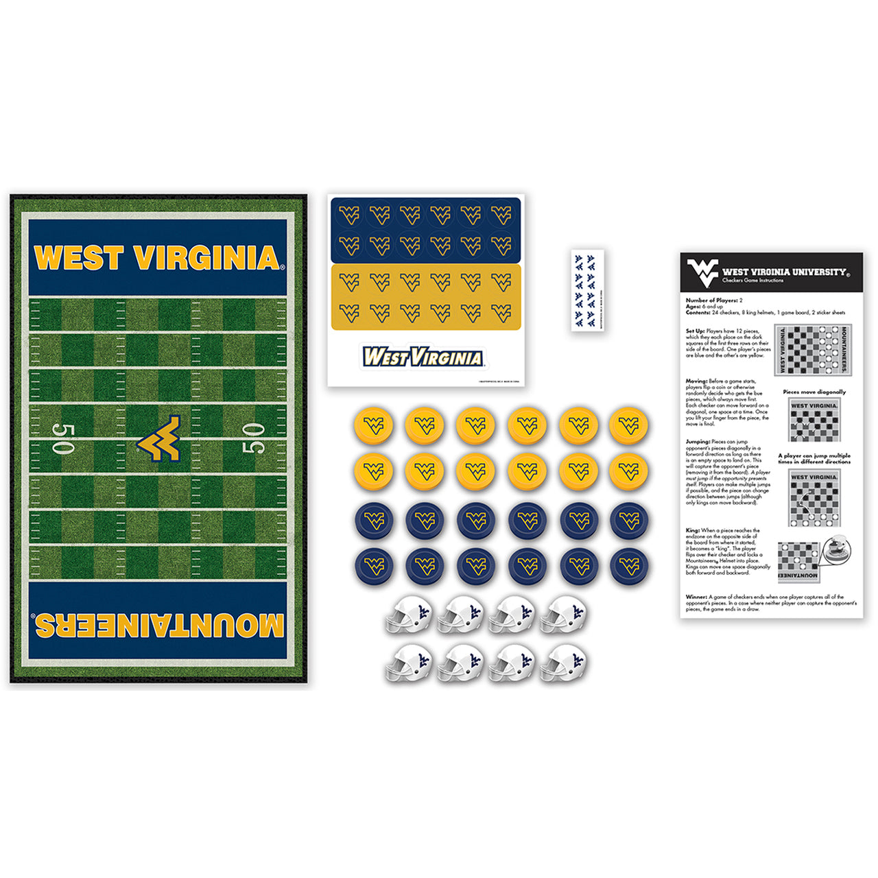 West Virginia {WVU} Mountaineers Checkers Board Game by Masterpieces