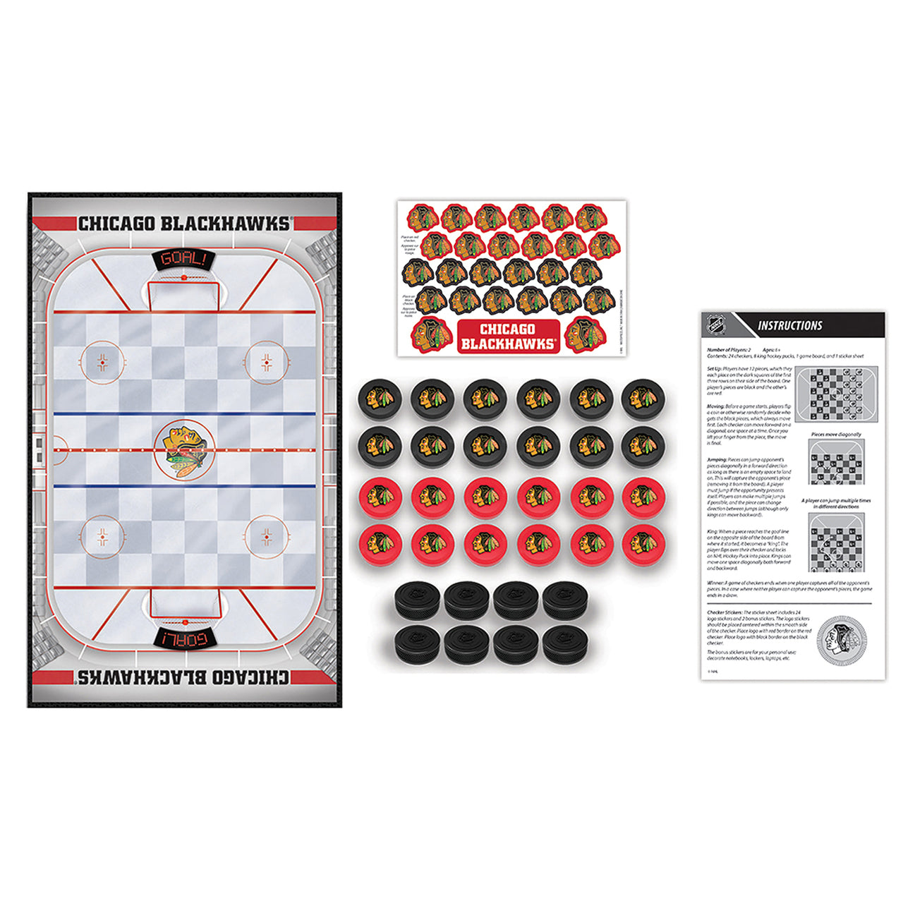 Chicago Blackhawks Checkers Board Game by Masterpieces