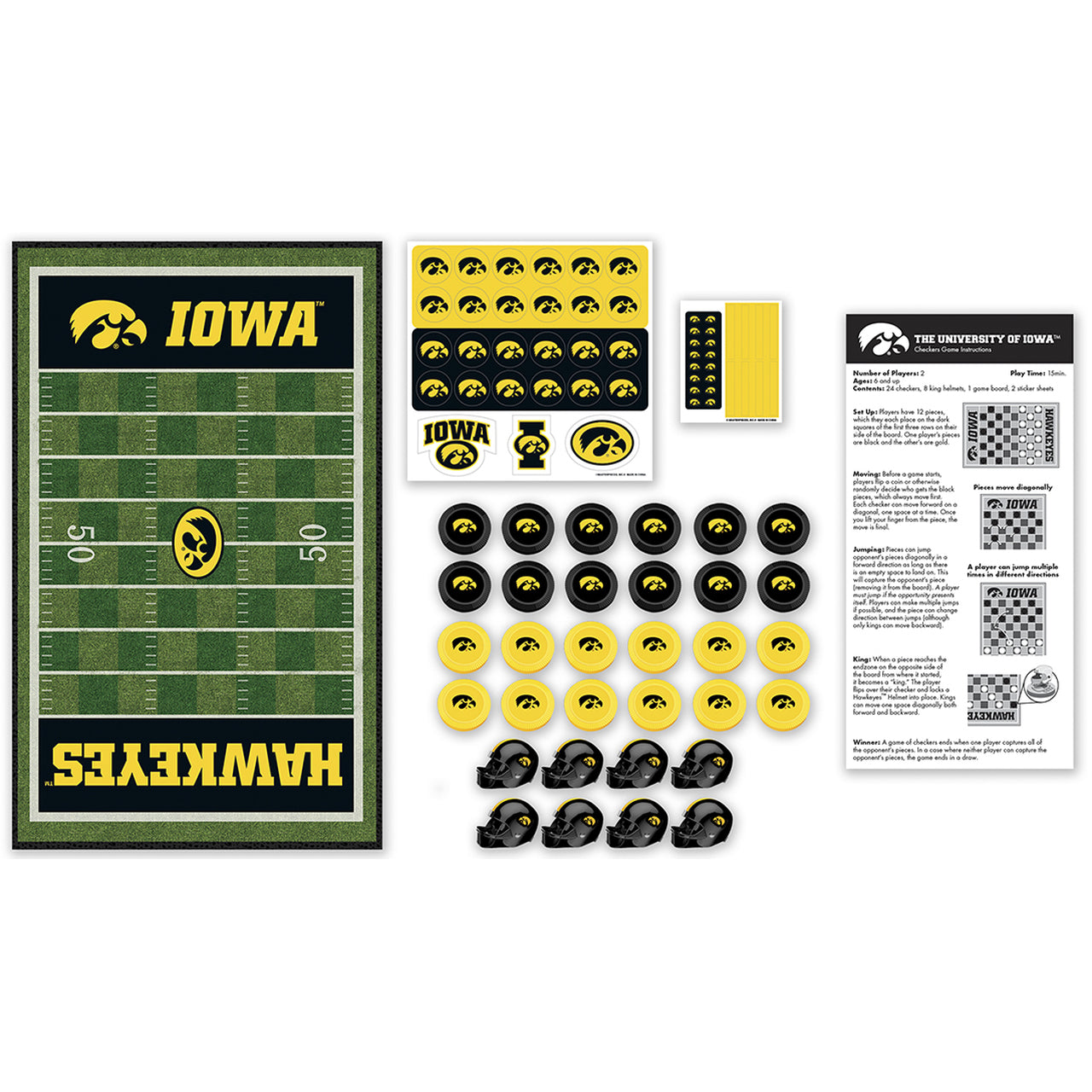 Iowa Hawkeyes Checkers Board Game by Masterpieces
