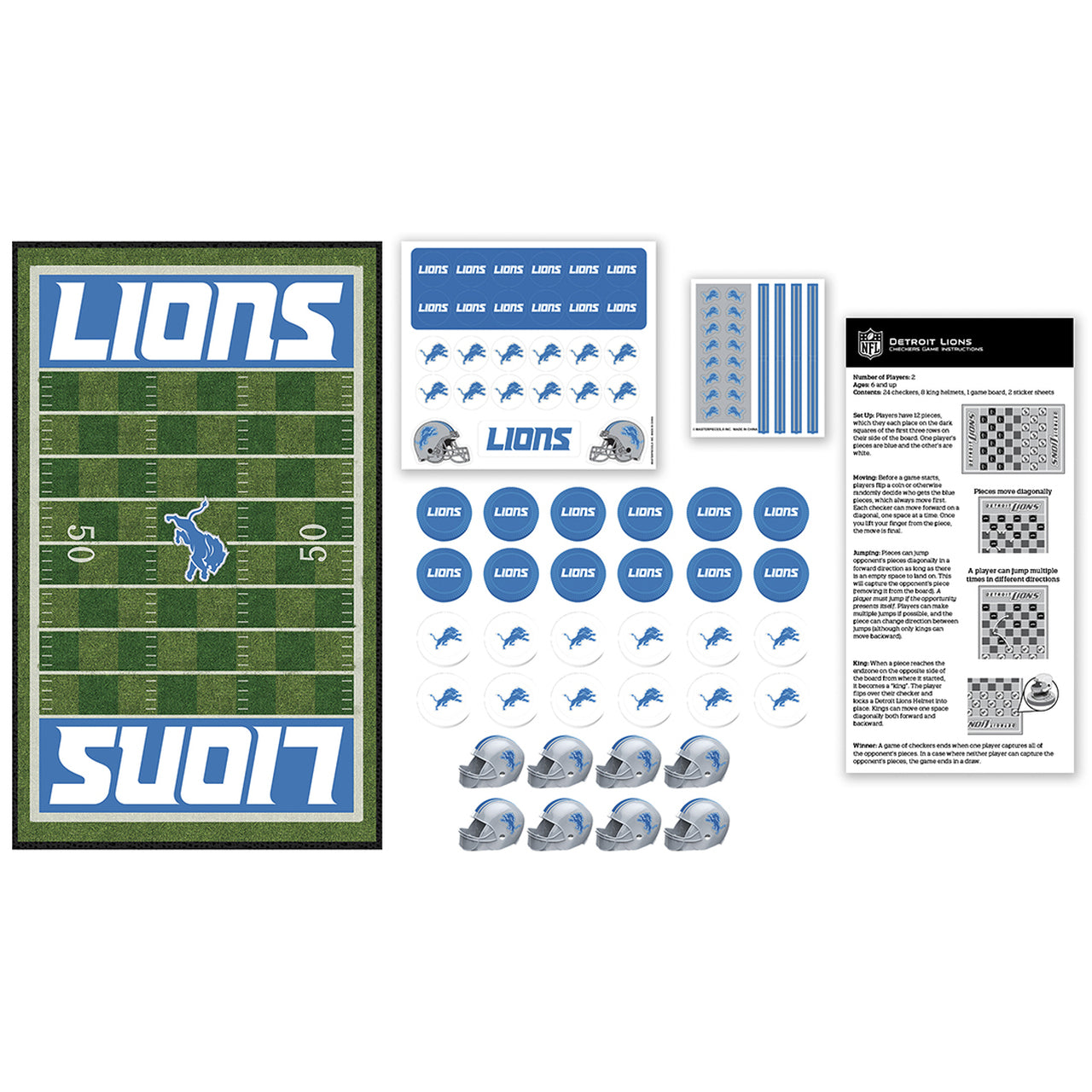 Detroit Lions Checkers Board Game by Masterpieces