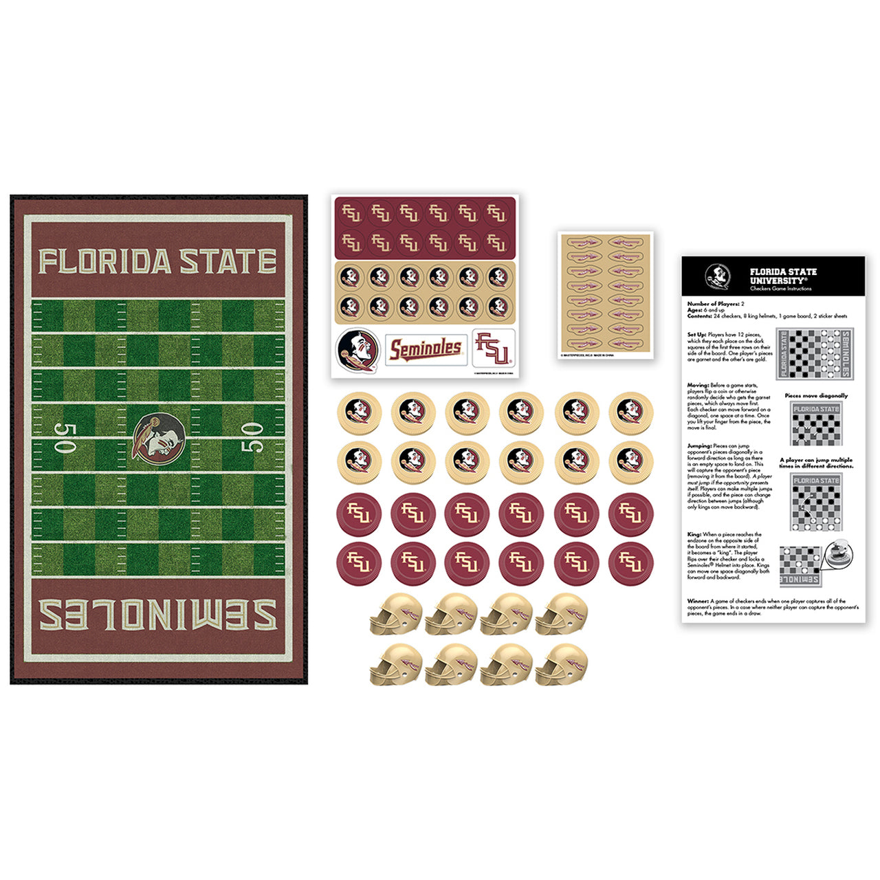 Florida State Seminoles Checkers Board Game by Masterpieces