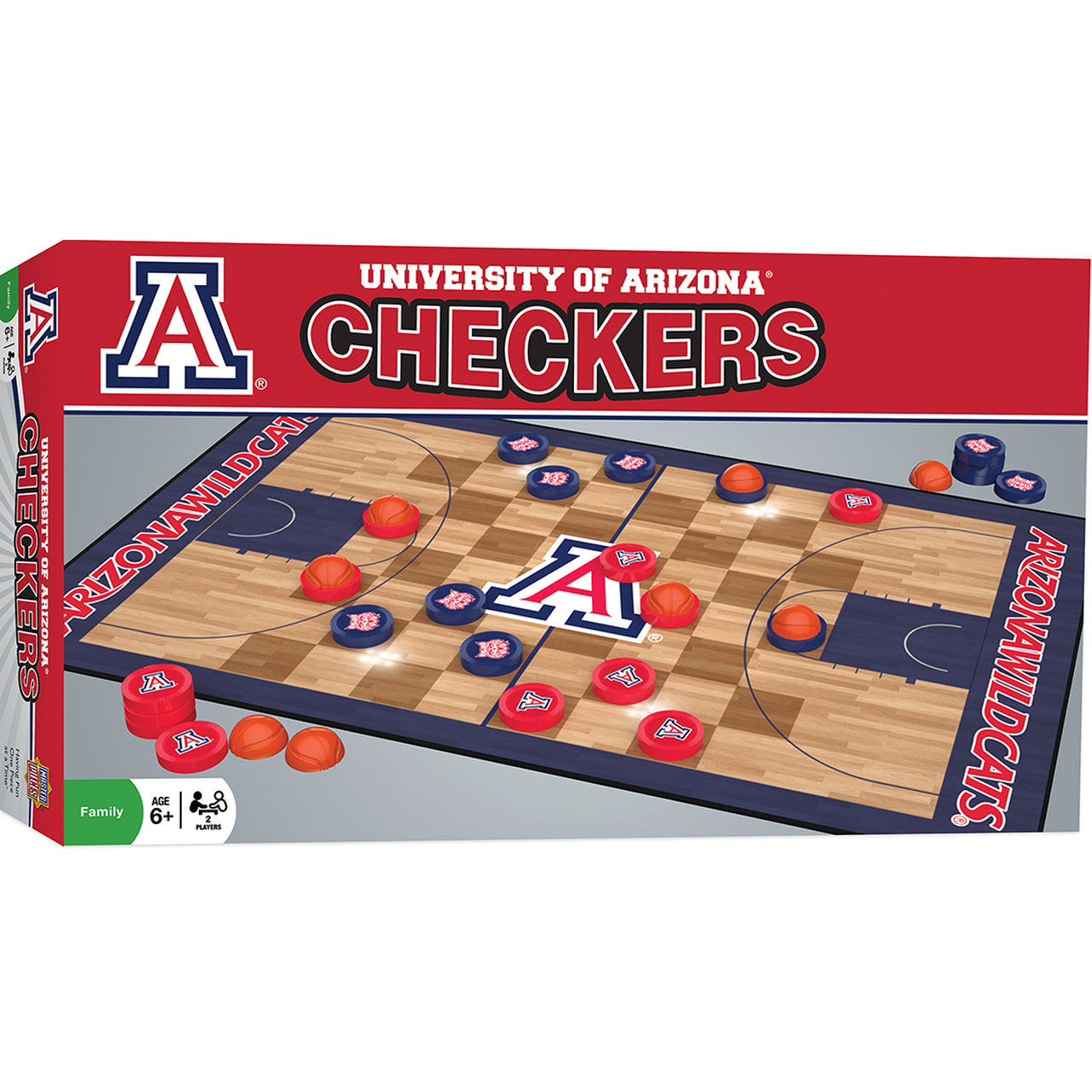 Arizona Wildcats Basketball Checkers Board Game by Masterpieces