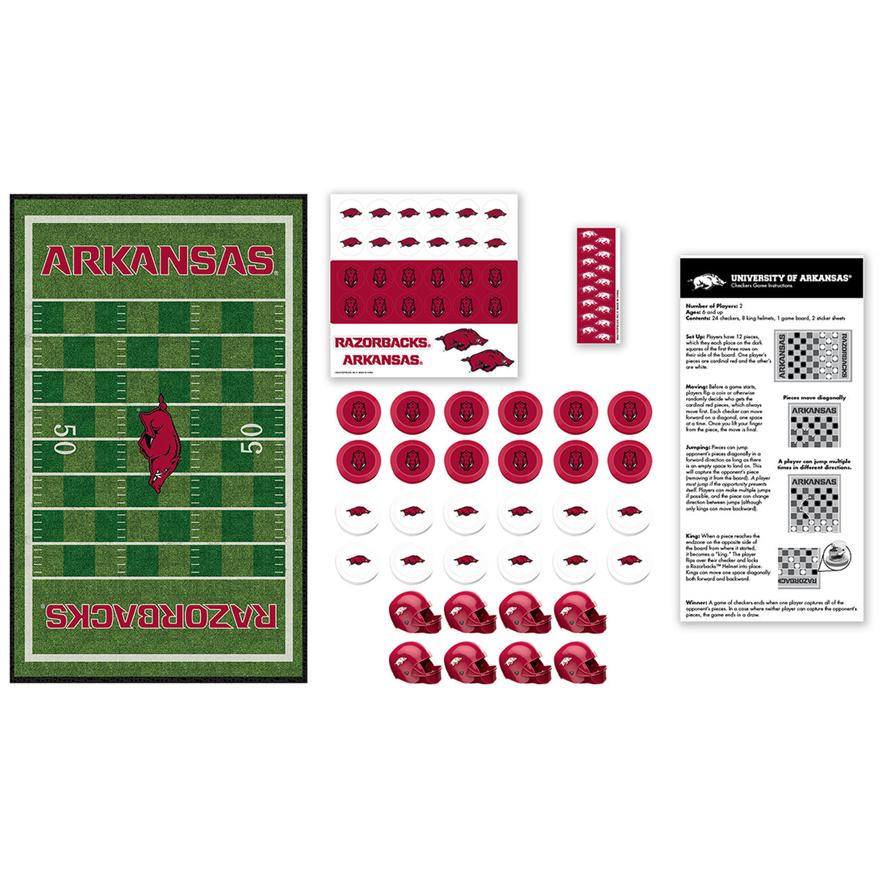 Arkansas Razorbacks Checkers Board Game by Masterpieces
