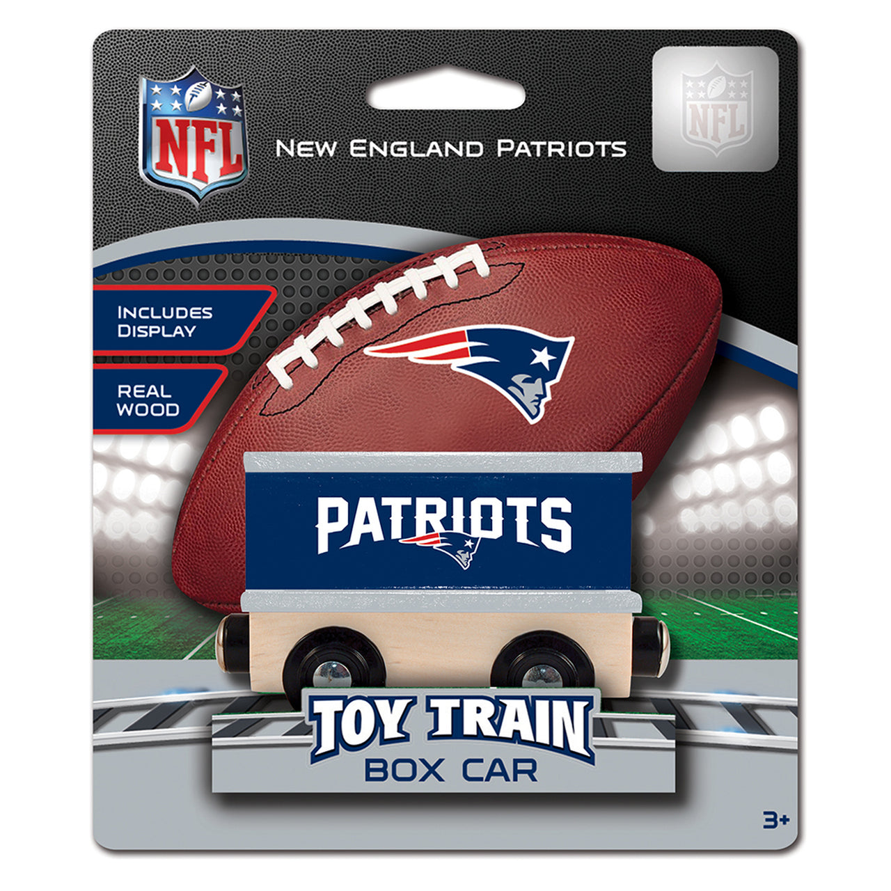 New England Patriots Box Car Wooden Toy Train Engine by Masterpieces