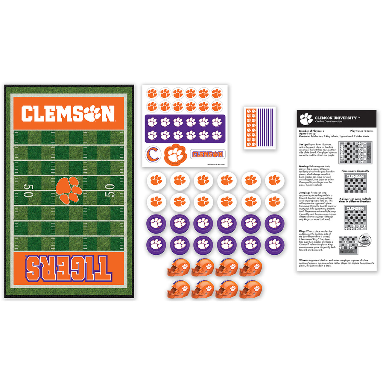 Clemson Tigers Checkers Board Game by Masterpieces