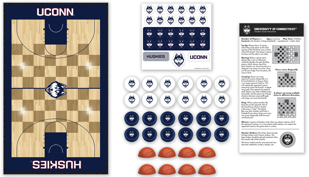 UConn Huskies Basketball Checkers Board Game by Masterpieces