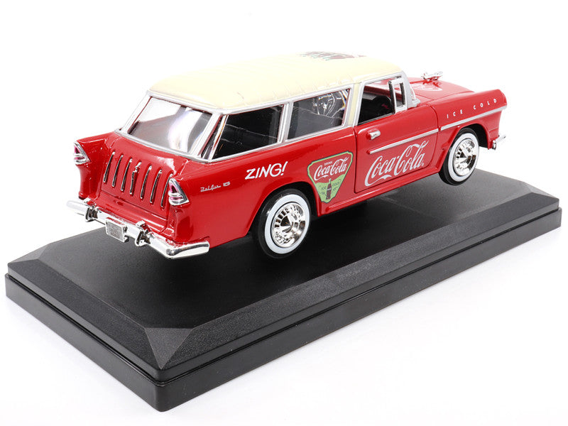 1955 Chevrolet Bel Air Nomad Red with White Top "Coca-Cola" 1/24 Diecast Model Car by Motor City Classics