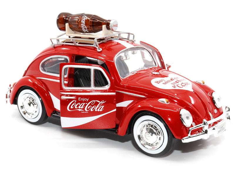 1966 Volkswagen Beetle Red "Enjoy Coca-Cola" with Roof Rack and Accessories 1/24 Diecast Model Car by Motor City Classics