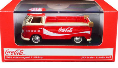 1962 Volkswagen T1 Pickup Truck Red and White "Refreshing Coca-Cola" 1/43 Diecast Model Car by Motor City Classics