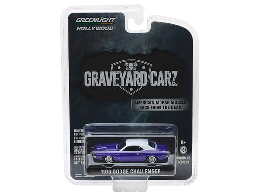 1970 Dodge Challenger Purple with White Top "Graveyard Carz" (2012) TV Series "Hollywood" Series 22 1/64 Diecast Model Car by Greenlight