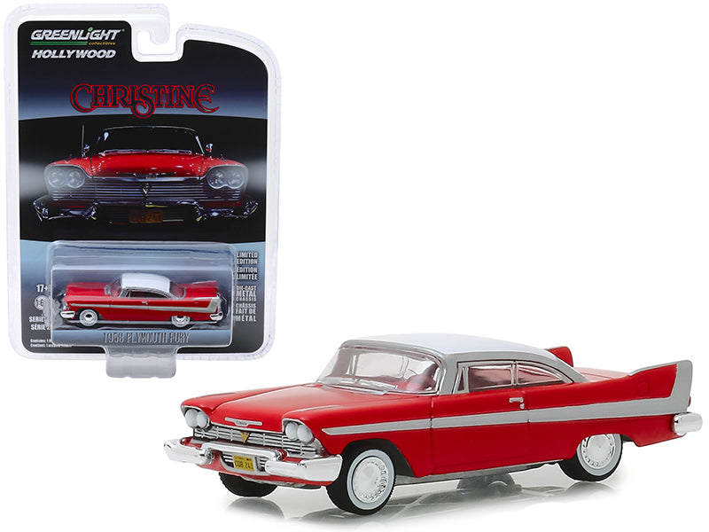 1958 Plymouth Fury Red with White Top "Christine" (1983) Movie "Hollywood Series" Release 23 1/64 Diecast Model Car by Greenlight