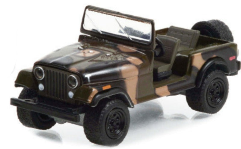 1981 Jeep CJ-7 Camouflage "Fall Guy Stuntman Association" Hollywood Special Edition 1/64 Diecast Model Car by Greenlight