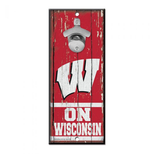Wisconsin Badgers 5" x 11" Bottle Opener Wood Sign by Wincraft