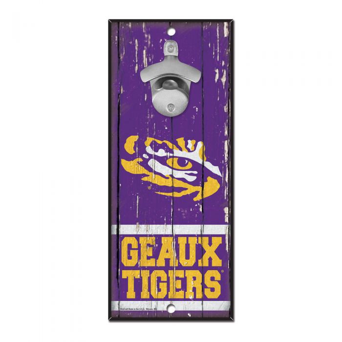LSU Tigers 5" x 11" Bottle Opener Wood Sign by Wincraft