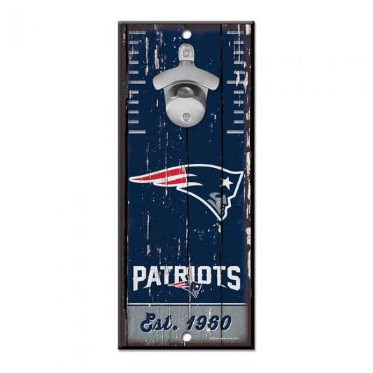New England Patriots 5" x 11" Bottle Opener Wood Sign by Wincraft