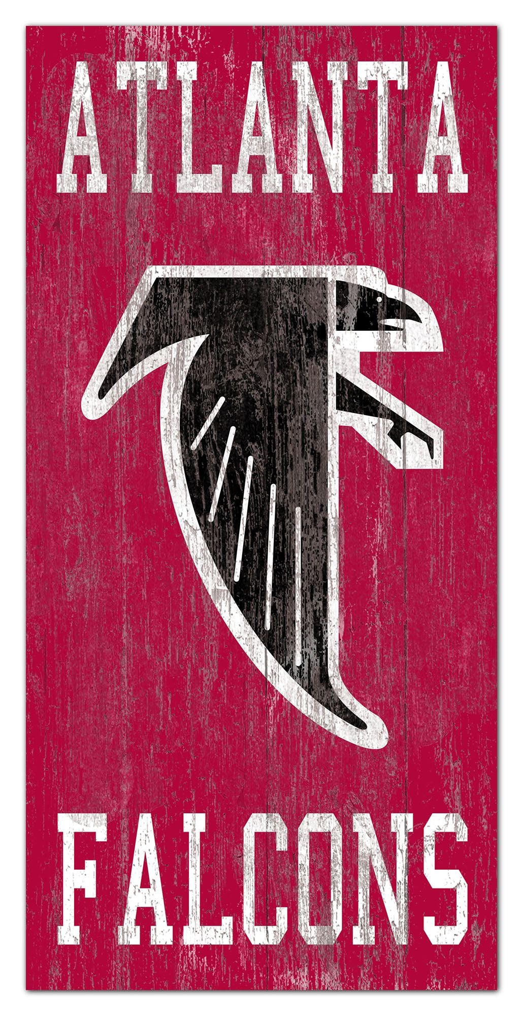 Atlanta Falcons Heritage Logo w/ Team Name 6" x 12" Distressed Sign by Fan Creations