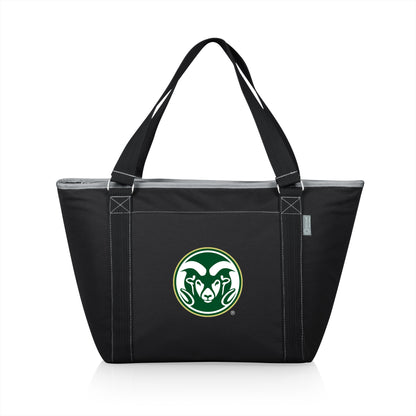 Black Colorado State Rams Topanga insulated tote bag featuring official NCAA logo and 24-can leak-proof capacity.