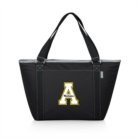 Appalachian State Mountaineers Topanga Cooler Tote Bag. Waterproof interior, 24-can capacity, durable polyester.