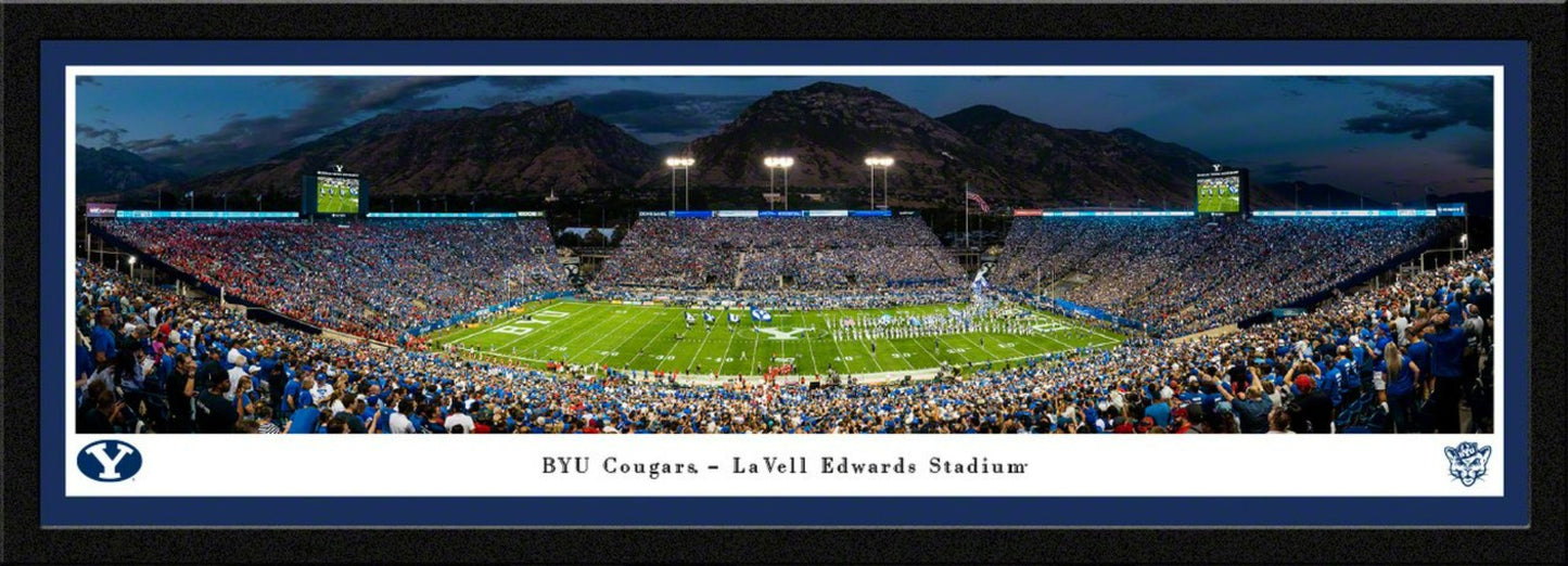 Brigham Young {BYU} Cougars Football Panoramic Poster - Night Game - LaVell Edwards Stadium Picture by Blakeway Panoramas