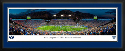 Brigham Young {BYU} Cougars Football Panoramic Poster - Night Game - LaVell Edwards Stadium Picture by Blakeway Panoramas