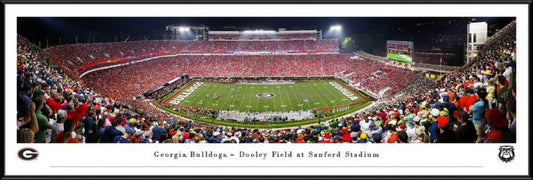 Georgia Bulldogs Football Panoramic Poster - Sanford Stadium Night Game Picture by Blakeway Panoramas