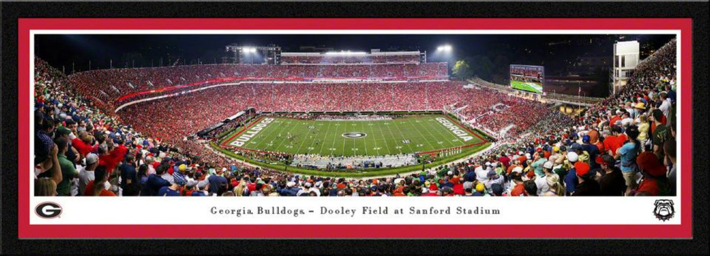 Georgia Bulldogs Football Panoramic Poster - Sanford Stadium Night Game Picture by Blakeway Panoramas