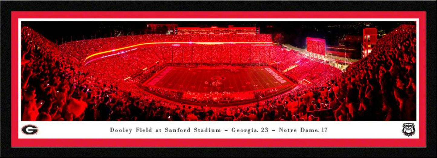 Georgia Bulldogs Football Panoramic Poster - Red Lights at Sanford Stadium by Blakeway Panoramas