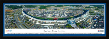 Charlotte Motor Speedway NASCAR panoramic framed photo featuring Coca-Cola 600 for fan cave decor  -single matting