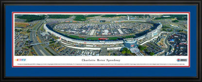 Charlotte Motor Speedway NASCAR panoramic framed photo featuring Coca-Cola 600 for fan cave decor - double matting