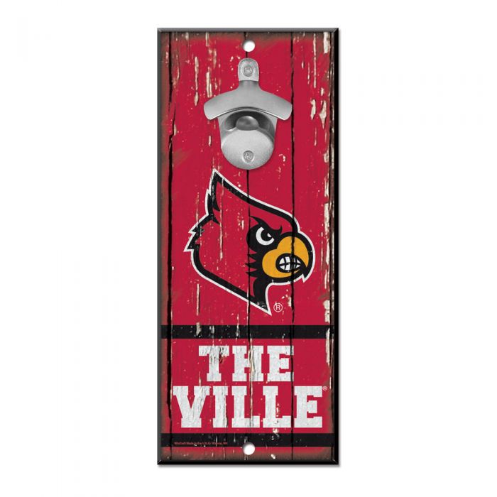 Louisville Cardinals 5" x 11" Bottle Opener Wood Sign by Wincraft