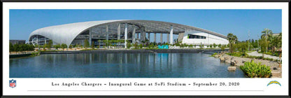 Framed panoramic photo of Los Angeles Chargers at SoFi Stadium, available in three frame styles by Blakeway Panoramas