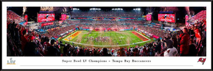 2021 Super Bowl LV Champions Panoramic Poster - Tampa Bay Buccaneers by Blakeway Panoramas