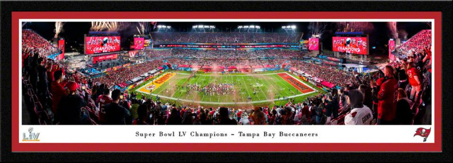2021 Super Bowl LV Champions Panoramic Poster - Tampa Bay Buccaneers by Blakeway Panoramas